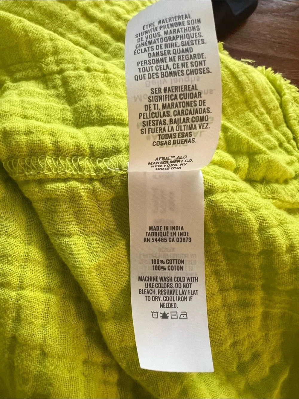 aerie Neon Lime Gauze Button-Front Swim Coverup - Picture 7 of 13